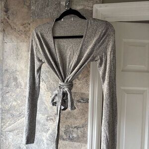 Gray Tie-Front Cardigan